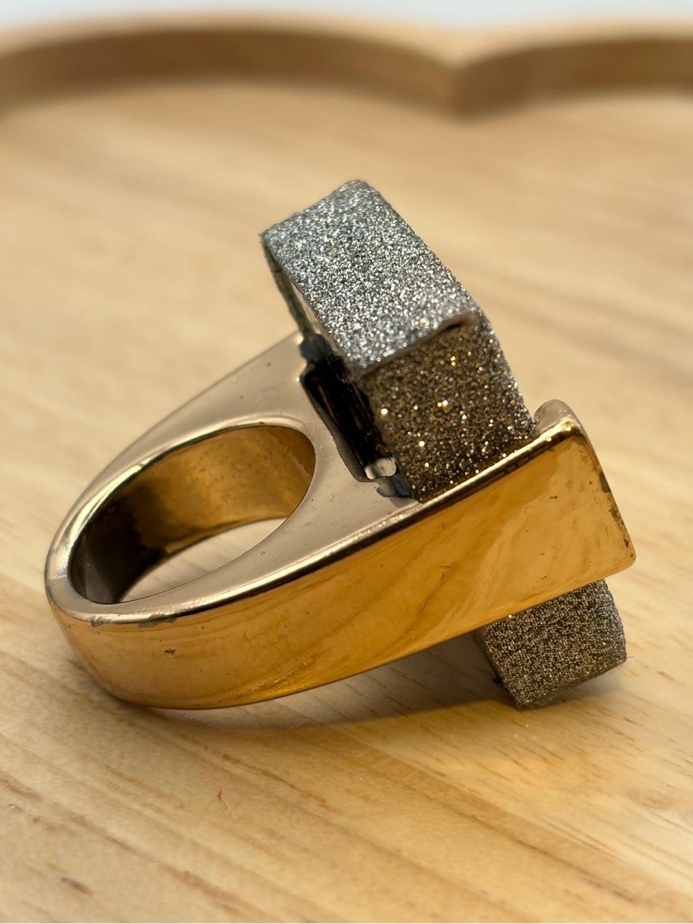 Aldo  Gold Rectangular Minimalist Ring - Picture 6 of 7